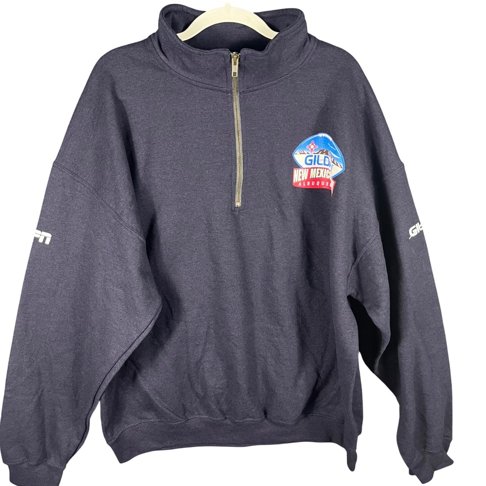 Gildan Quarter Zip Sweatshirt Mens XL Navy Blue New Mexico Bowl ESPN Graphic